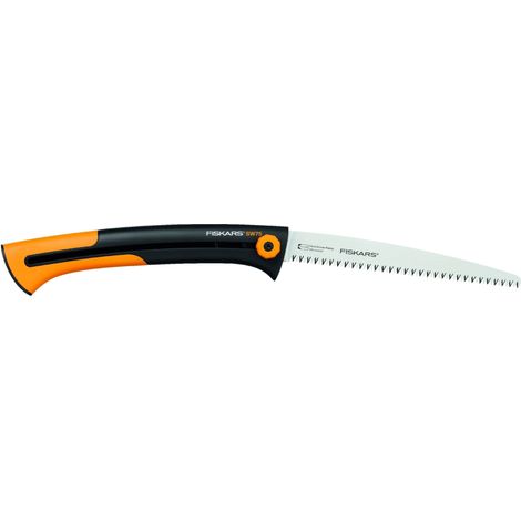 Grande scie à élaguer rétractable, pour bois vert, Lame rétractable, Grandes dents, Coupe tirante, Longueur de lame: 25,5 cm, Acier inoxydable, Noir/Orange, SW75 (1/5)
