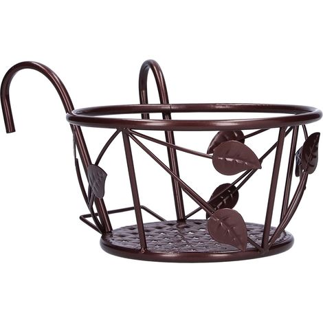 Support de fleurs suspendu pour balcon en métal, étagère pour panier de fleurs, support de pot de fleurs, support de plantes pour cuisine, balcon, jardin extérieur (bronze)