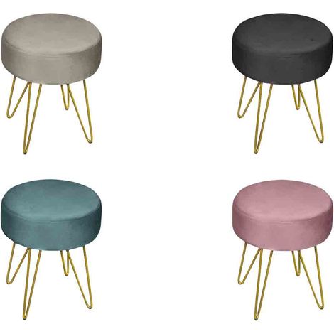 Pouf Salotto/Camera Rotondo Design Moderno Modello Velvet In Tinta Unita, misuraPoufcoloreNero (1/4)