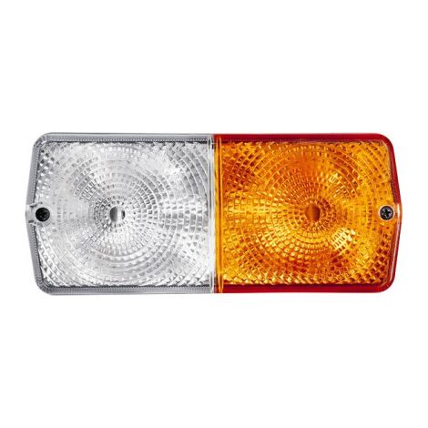 Rechte Positionsleuchte / Scheinwerferlampe mit Blinker, Weiß / Orange‑Gelb, 184 x 79 mm, 12V / 24V