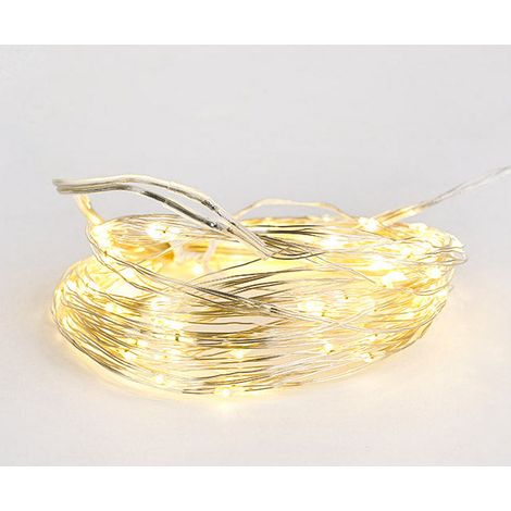 Luci di Natale 100 MICROLED 10m Luce Bianco Caldo da Interno