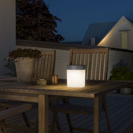 Solar LED Leuchte mit 3-Stufen Dimmer ASSISI, Höhe 14,5cm, IP44, Grau (1/4)