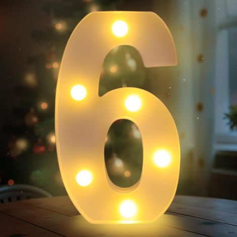6 Lettres LED, 22 cm, Plastique ABS, Lumière Blanche Chaude, Décoration Mariage Fête (1/5)