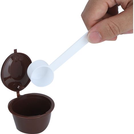 Lot de 2 capsules de café réutilisables et rechargeables avec filtre, cuillère et goupillon, compatibles avec les machines à café DOLCE GUSTO. (1/5)