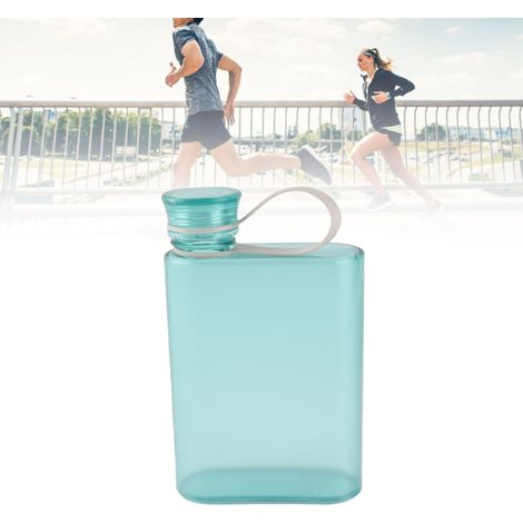 PaperBottle Slim 380ml Wasserflasche, Blau, Hochwertiger Kunststoff, Auslaufsicher, Tragbar, Flach, Quadratisch, Transparent (1/5)
