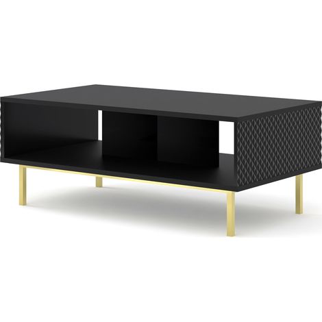 Tavolino RAVENNA C 90 cm nero opaco/nero lucido DIAMOND su cornice oro (1/3)