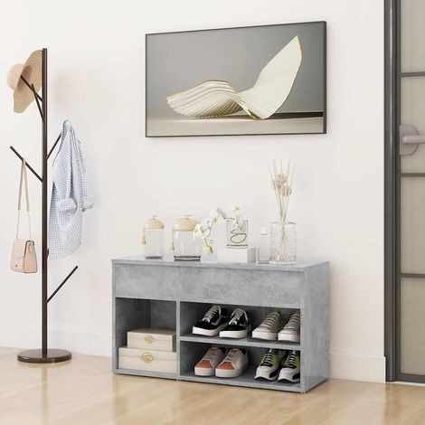 Meuble à Chaussures Étagère à Chaussures - Gris béton 80x30x45 cm Aggloméré BV718542 - BonneVie (1/5)