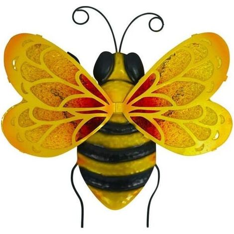 YMYNY Metal Bee Wall Decor, Metal and Glass Hanging Wall Decor, Hanging Indoor Decoration for Garden, Patio, Living Room (1/4)