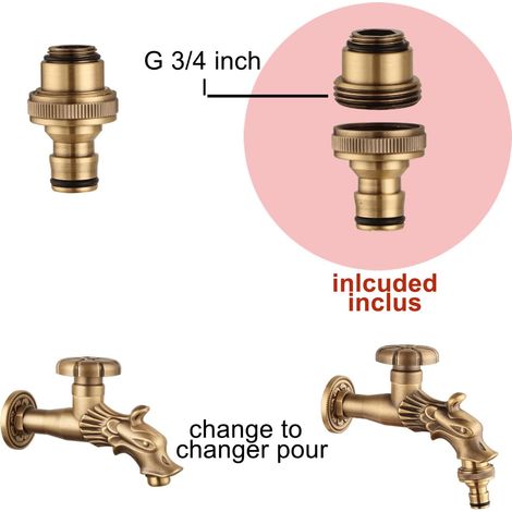 Robinet jardin Renaissance tête de dragon – Laiton 1/2 pouce, style gargouille – Idéal pour fontaine ou décoration extérieure