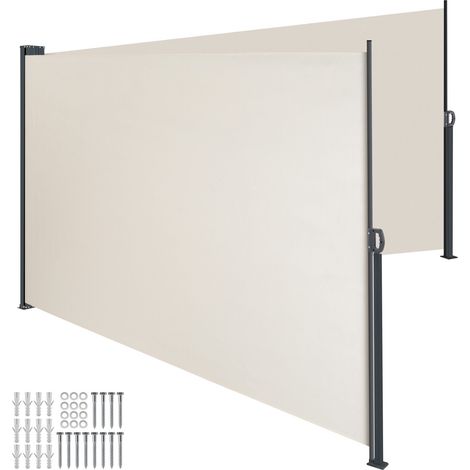 Store latéral double extensible, toile enduite, beige 600x9x180cm