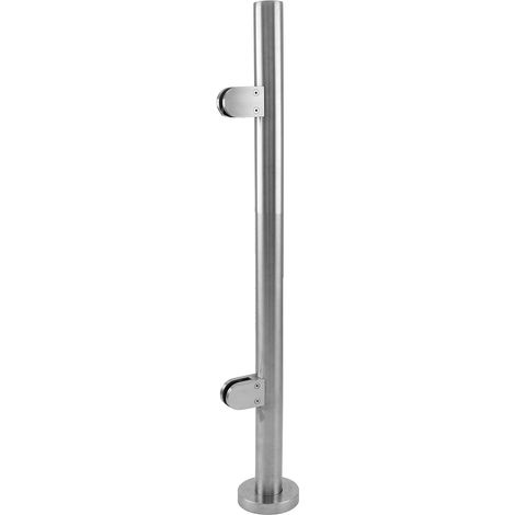 Palo Final Balaustrada Acero Inoxidable Metal Balustrade Outdoor Poste Balaustre Columna Barandilla Metálica Pasamanos Exterior Balcón Terraza Jardín Proyecto Bricolaje Aire Libre 90x10,5x9,8cm