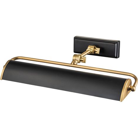 Lampe pour tableau WINCHFIELD 2xE14 40W acier laiton vieilli & noir mat H: 12,7cm L: 44,5cm dimmable