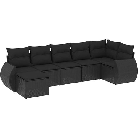 Maison Exclusive - Set de comedor de jardín 7 pzas y cojines ratá (1/3)