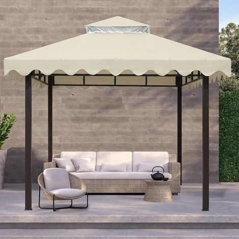 Toit de Remplacement pour Tonnelle, avec Maille Respirante, Résistant aux UV, Construction Double Toit Stable et Imperméable, Y Compris des Trous de Drainage, Idéal pour Tonnelles de Jardin 3x3M (1/5)