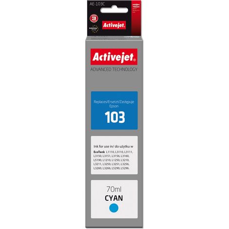 Encre Activejet AE-103C (remplace Epson 103 C13T00S24A  Supreme  70 ml  cyan)