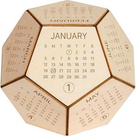 2027 New Arrival 12-Sided 3D Calendar Home Decor Creative 2027 Desk Calendar Wooden Craft Spherical Calendar 121210cm