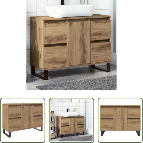 vidaXL Badmöbel - Waschbeckenunterschrank Artisan-Eiche 80x33x60 cm Holzwerkstoff (1/5)