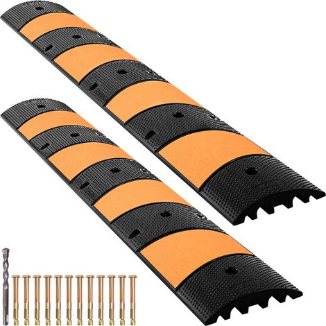 VEVOR Dosso Rallentatore in Gomma, Doppio Canale, 2 Unita, Lunghezza 180 cm, Supporta Fino a 9000 kg, Dimensioni 180 x 31 x 5,6 cm, Adatto per Superfici in Asfalto, Cemento e Ghiaia,1,8 m (1/5)