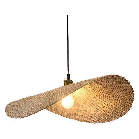Lustre en Bambou De Style Chinois Chapeau De Paille Lampes Suspendues Rétro Créatif Rotin Pendentif Lumières E27 Support De Lampe pour Salon Balcon Café Hôtel--40cm (1/5)