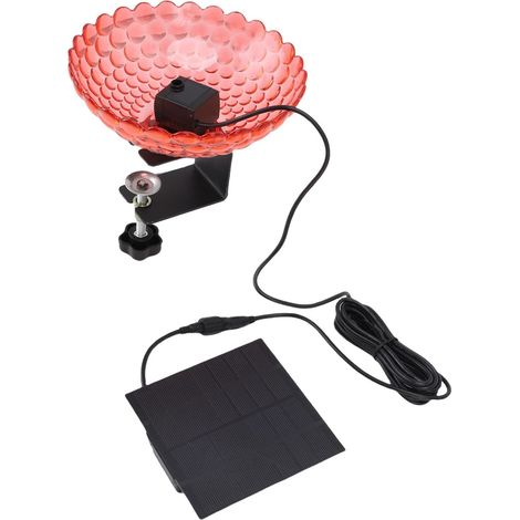 Solar Bird Bath with Fountain and Clip (Red) (1/5)