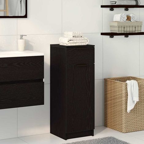Badezimmerschrank mit Tür Schwarz Eichen-Optik 32 x 34 x 90 cm