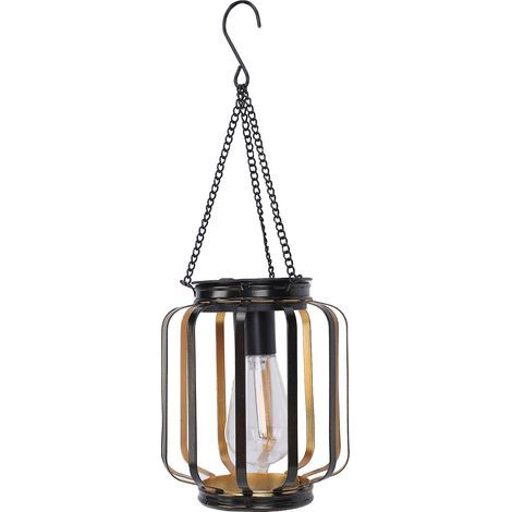 Outdoor hanging solar lantern, waterproof, metal-powered, with hook, for outdoor courtyard, garden, patio, porch, balcony, column control (1/5)
