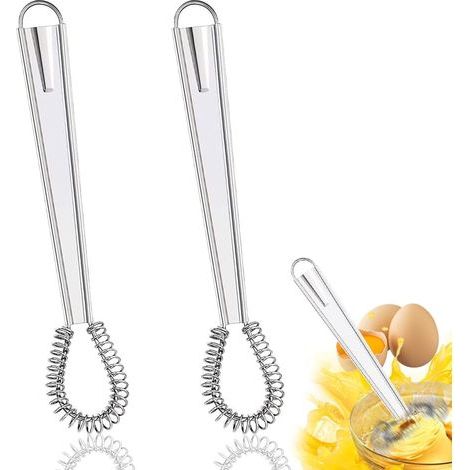2 Pièces Fouet Cuisine Acier Inoxydable, Mini Fouet Cuisine, Fouet à Spirale, Mélangeur de Sauce à Main, pour Mélanger/Fouetter Les Ustensiles de Cuisine et Les Accessoires de Cuisson Ensemble (1/5)