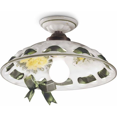 Plafoniera Classica Napoli Metallo E Ceramica Nero Sfumato Rame 1 Luce E27 (1/5)