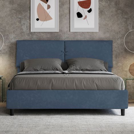 Letto contenitore da 160x190 in microfibra blu Mados (1/5)