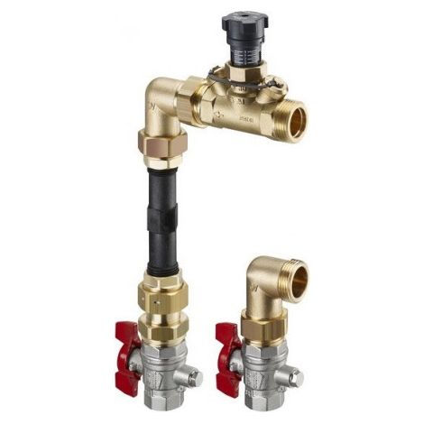 Kit de raccordement pour compteur de chaleur OV avec vanne d'équilibrage Hyco VTZ, angle DN 20