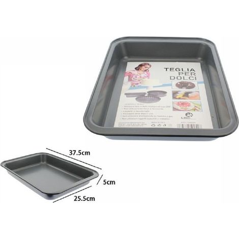 TrAdE Shop Traesio - Teglia Tortiera Antiaderente Rettangolare Forno Dolce Salato 25.5x37.5x5cm 59954 -