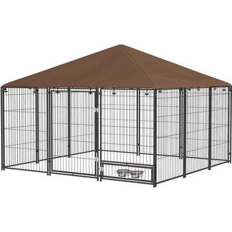 Chenille chien acier Oxford 211x211x151 cm noir café