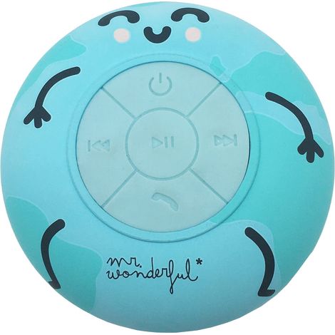 Enceinte de Douche Bluetooth avec Ventouse, étanche IPX4, Haut-Parleur pour Douche et Piscine avec Son Puissant en stéréo 360° et Bluetooth 5.0, Design Carte du Monde. (1/5)