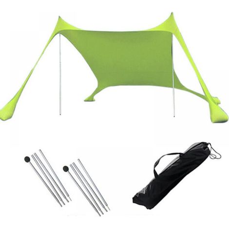 Tente de plage pliable avec 2 poteaux et 1 sac de transport, idéale pour la plage, le camping et les activités de plein air (verte), 200 x 210 x 150 cm