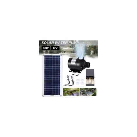 QORVA-Pompe solaire 50W sans balais – Débit 800L/H – Hauteur de refoulement 5m – Panneau solaire 43x20cm – Moteur silencieux