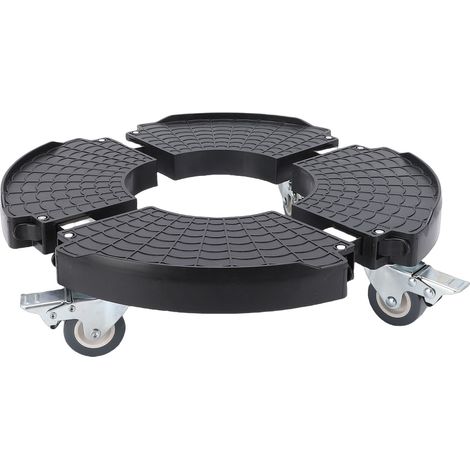 Rollbarer Pflanzenständer mit feststellbaren Rädern, verstellbar von 40 bis 58 cm, Tragkraft 200 kg, runder Pflanzenwagen für drinnen und draußen, Blumentöpfe, schwarz, 4 runde Räder, Bremsmodell (1/5)