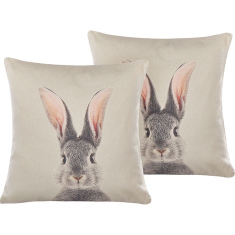Conjunto de cojines decorativos cuadrados de algodón gris pardo con estampado de animales 45 x 45 cm decoraciones de Pascua Quercus