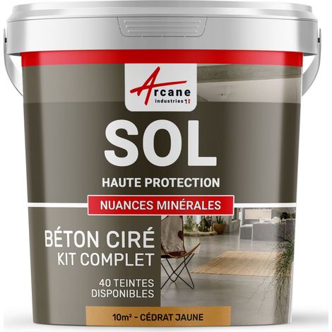 Béton ciré sol en kit Primaire et vernis de finition inclus - 10 m² (en 2 couches) Cédrat Jaune - ARCANE INDUSTRIES