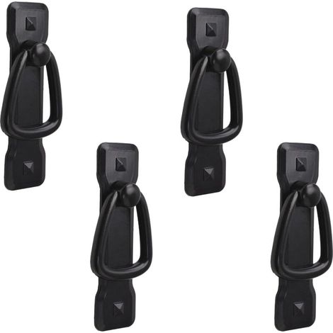 Lot de 4 poignées de porte vintage noires pour armoire de cuisine, placard, commode, tiroir 95 x 25 mm (1/5)