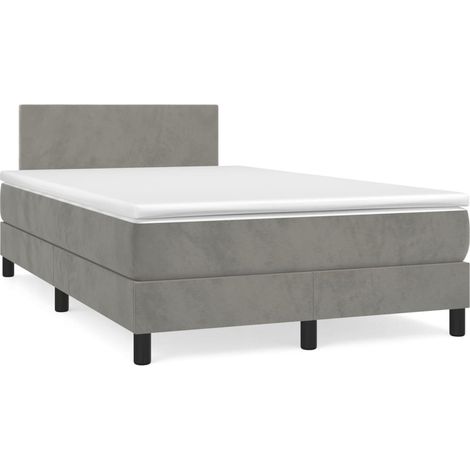Maison Exclusive - Giroletto a Molle con Materasso Grigio Chiaro 120x200cm Velluto (1/5)