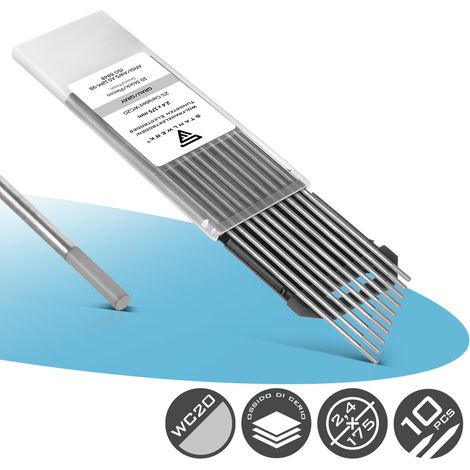 STAHLWERK Elettrodi di tungsteno / elettrodi per saldatura WC20 grigio 2,4 x 175 mm set da 10 (1/5)