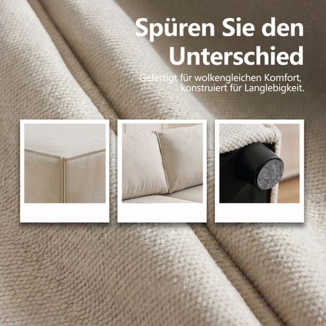 Modulares Sofa 238 x 154 x 75 cm aus Holz und beigem Leinenstoff – MEUBLIV (1/5)