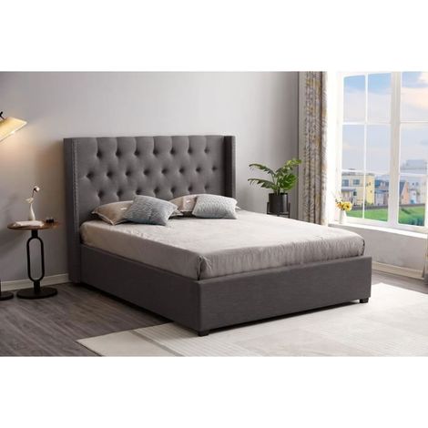 Lit Katia - Élégance et Solidité 140 X 190 CM - Gris Anthracite (1/2)