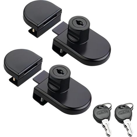 2 Pièces Serrure De Porte En Verre, Verrouillage de Sécurité de la Vitrine, Aucun Perçage Requis, pour Vitrine en D'armoire à Vin de 5 à 8 MM, Noir