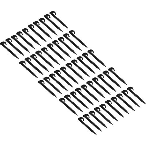 Packung mit 50 hochfesten ABS-Kunststoff-Zeltheringen, 14 cm, gezahnt, schwarz, für Camping, Strand, Markisen, stabile Befestigungen für sandigen Untergrund (1/5)