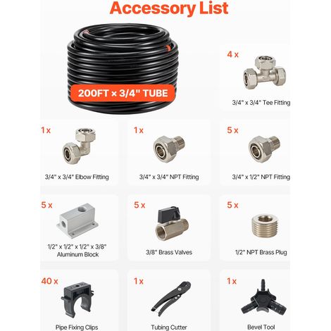 Kit Conduite de Compresseur d'Air, 60,96 m x 19,05 mm, Système de Tuyauterie d'Air Comprimé en PEHD Aluminium, Étanche, Facile à In… (1/5)