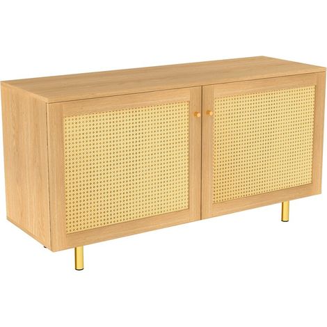 PLACARD Double Portes Rangement Bois Tressé MDF Naturel 120.00 x 40.00 x 63.00 (1/5)