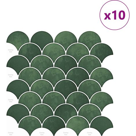 vidaXL Baldosa de Escama de Pescado 10 uds. Verde oscuro 30 x 30 cm (1/2)