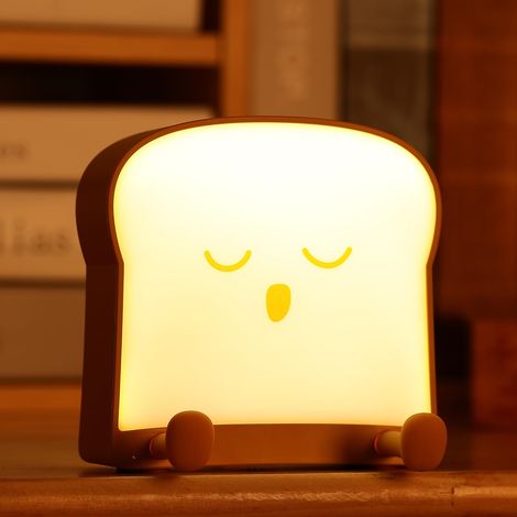 Lampe de chevet enfant bébé kawaii en forme de pain, veilleuse rechargeable pour fille, cadeau sommeil mignon