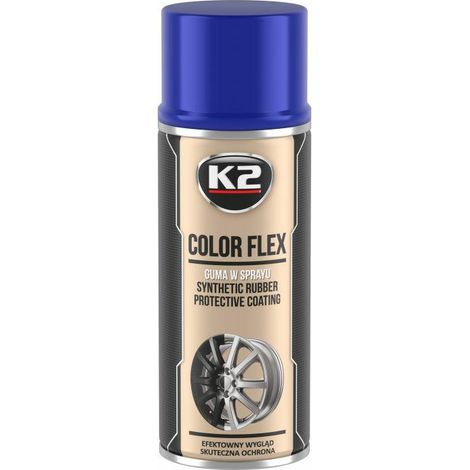 K2 Recubrimiento Sintético de Goma en Spray Color Flex Niebla Azul 400ml, pintura en spray para protección de superficies, acabado de goma flexible, alta resistencia y durabilidad.